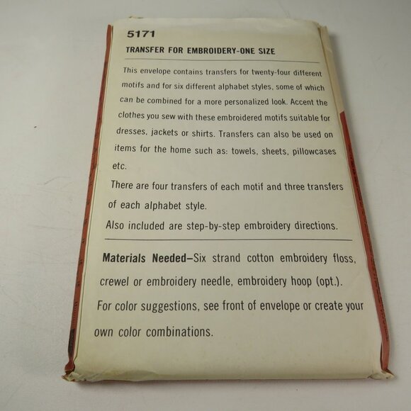 Simplicity 5171 Transfer for Embroidery (very mildly cut) - Picture 3 of 4